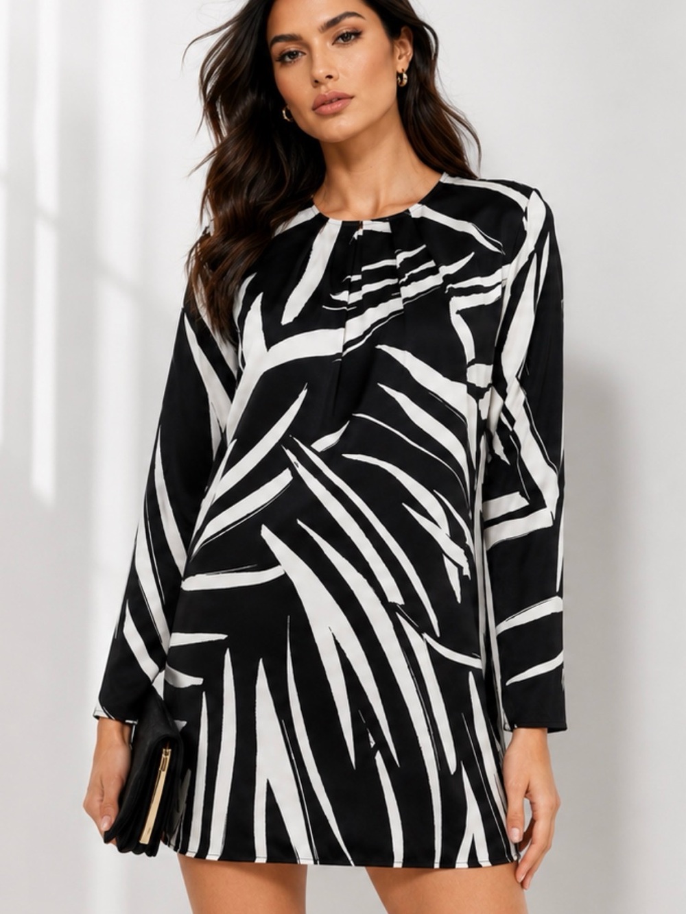 Mango Black & White Zebra-Pattern Mini Dress